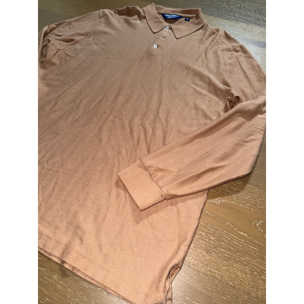Polo Golf Ralph Lauren Pima Cotton Cashmere Silk Herringbone Polo Shirt Mens XL - Picture 4 of 5